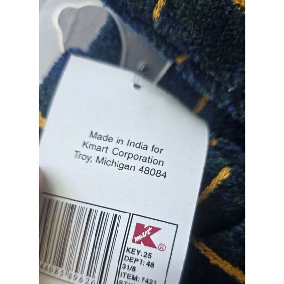 2 VTG Kmart Trim A Home Towel Sets NOS Blue/ Green Plaid With Reindeer Christmas - Picture 4 of 8